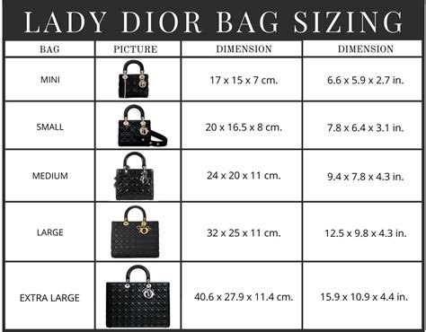 my lady dior dimensions|lady dior bag size chart.